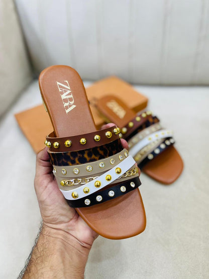 Elara Stud Flat Slipper